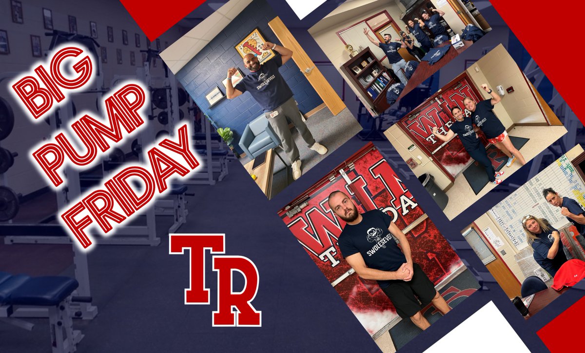 TRRoughRiderFB's tweet photo. You know what day it is! BIG PUMP FRIDAY guest starring the @WeAreTRHS Coaching Staff and the one and only Principal @Norwood_Bryan! #WeWillWin #TRPride https://t.co/VUMyNYKmQE