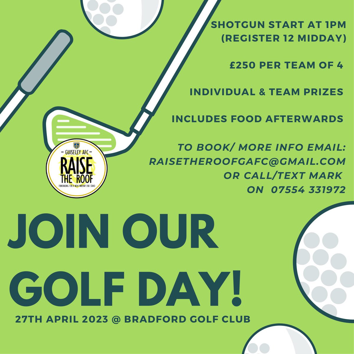 ⛳️ plenty of businesses and <a href="/GuiseleyAFC/">Guiseley AFC</a> players have entered teams into our golf day! We still have plenty of room for more teams. We are also looking for a sponsor for the day!