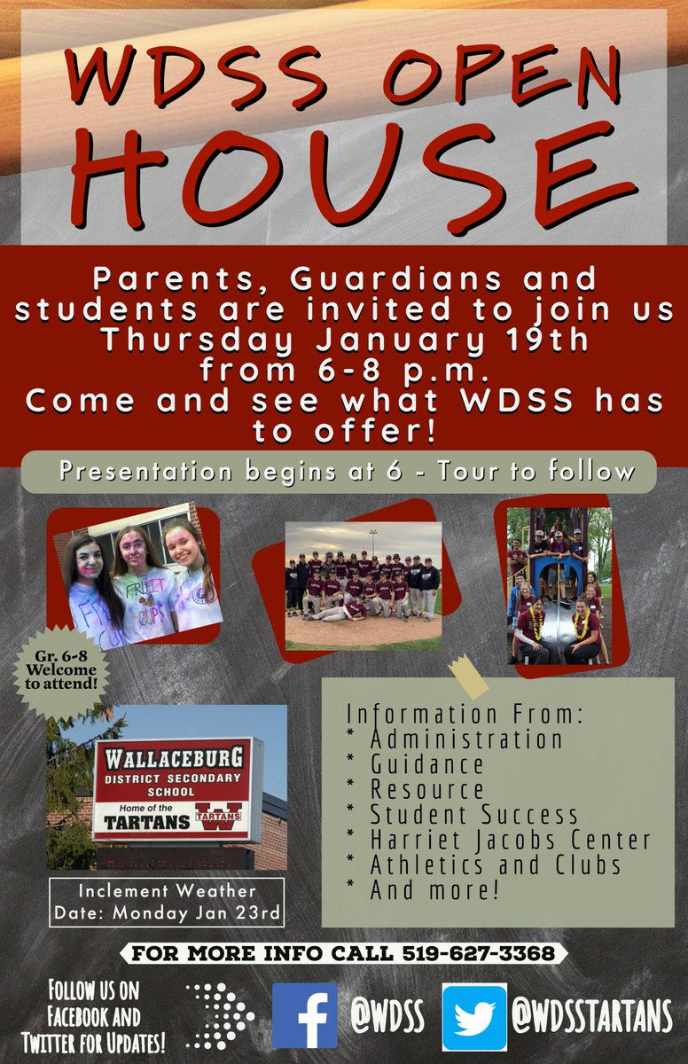 AAWright's tweet photo. Our grade 6 students are starting to think about transitioning to grade 7. WDSS is hosting an Open House on Jan 19th at 6pm!! https://t.co/KRBhDCzXZo