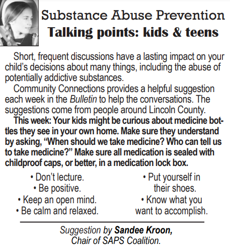 A big thank you to Sandee, Chair of our SAPS Coalition, for her prevention point this week! 📰 #TalkTheyHearYou #SubstanceAbusePrevention