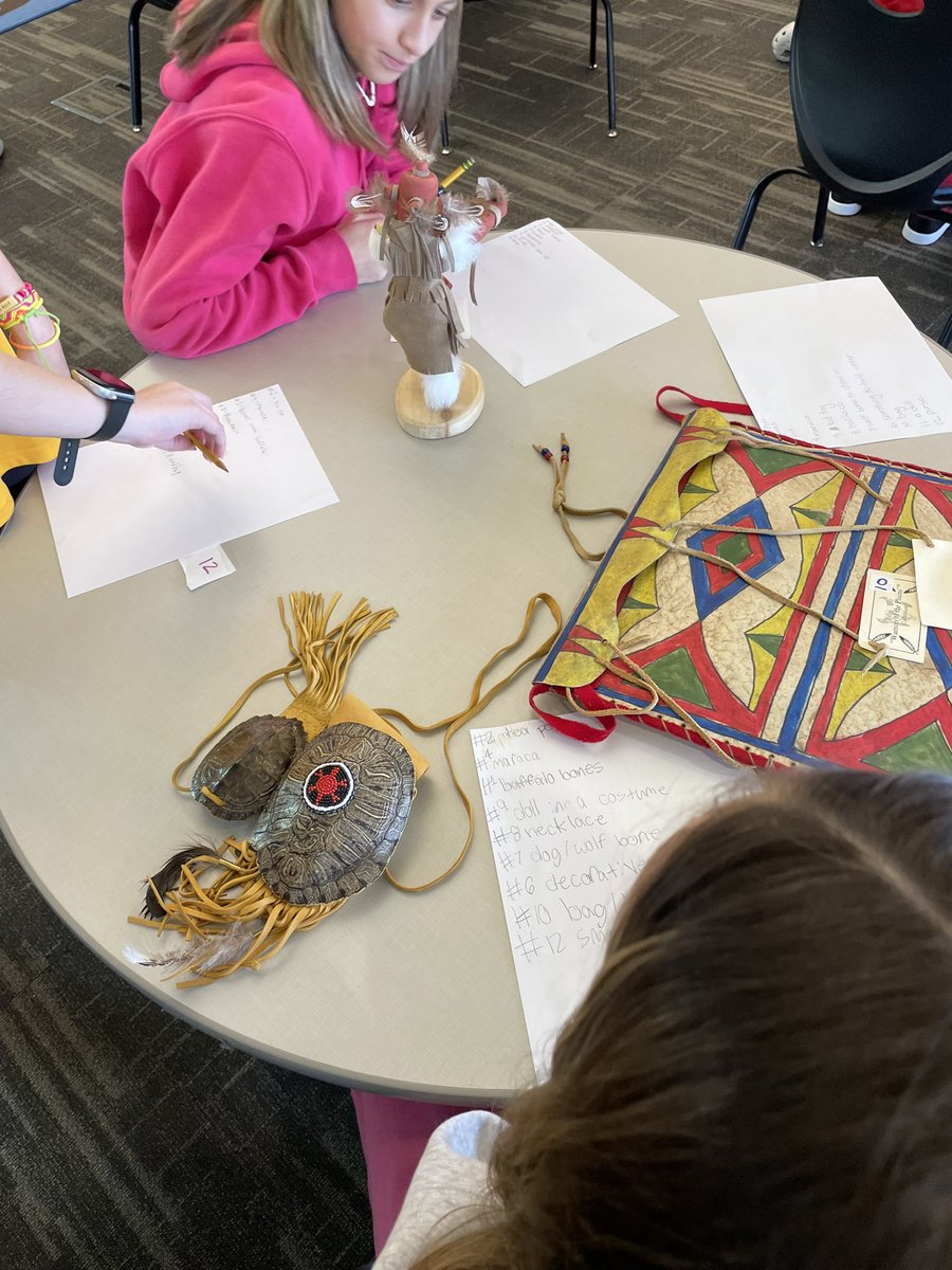 MrsRayin5th's tweet photo. Cultural Trunk today w/ @WSELibrary Gallery walk observing Native American artifacts. I love hearing the conversations and discussions about what the items could be. @BVWolfSprings https://t.co/OjZ47iP5xB