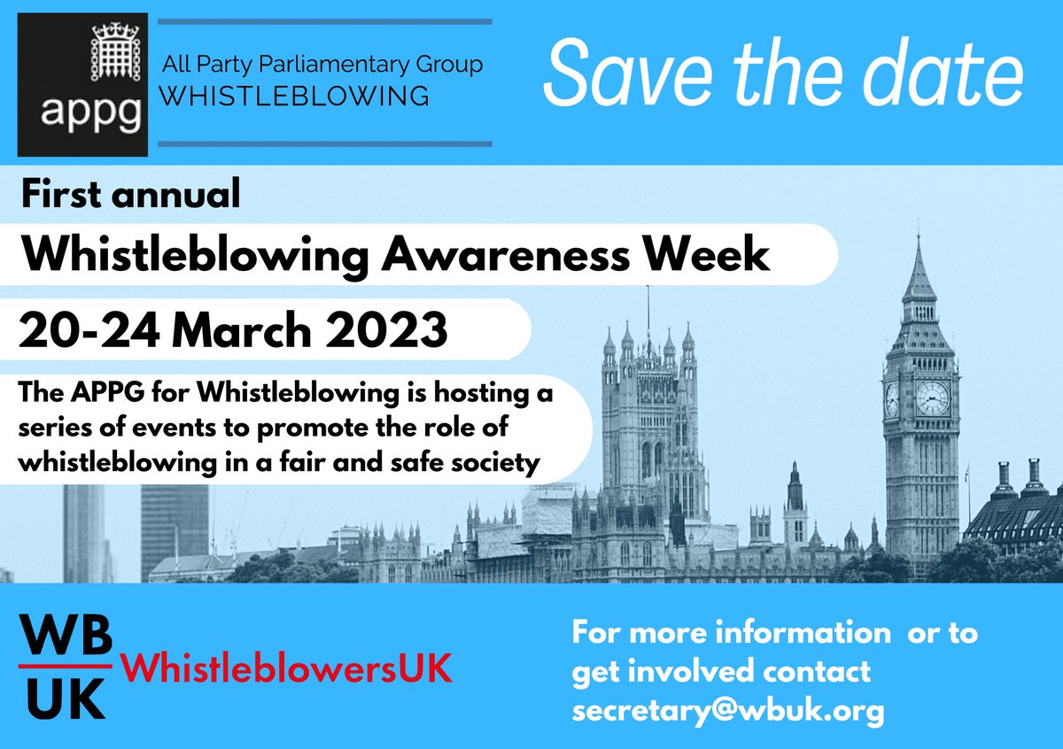 WB_UK's tweet image. 🚨 Save the date 🚨

#WhistleblowingAwarenessWeek #OfficeOfTheWhistleblower