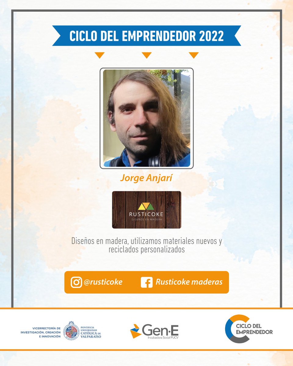 Cada año en nuestro programa #CiclodelEmprendedor apoyamos a microemprendimientos de la Región de Valparaíso y desde hoy les presentaremos a las emprendedoras y emprendedores que fueron parte de este programa en 2022🥰
Te invitamos a seguirlos y conocer sus RRSS👇