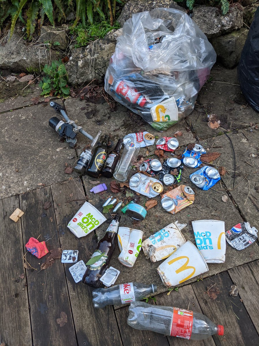 EricTorrington's tweet photo. @shorethingG82 @CornishSpliced Back in the game. Todays opportunistic #litterpick bagged 1 (NOS), 2, 3 (@McDonalds) 4 (tuna tin), 6, 8 (#Milkshake bottle) 9 (#sock). Taken at #Coaley Peak Viewing point #Gloucestershire with the #RiverSevern in distance. https://t.co/JNuCGuq8hE