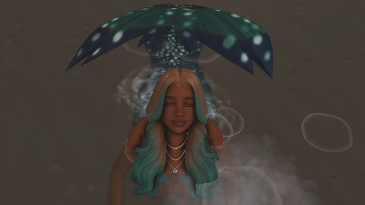 Cocodaintysims's tweet photo. Bubbles the mermaid, mostly spends her nights roaming the oceans of Sulani 🌊🧜🏽‍♀️ https://t.co/Nq1sOvHYwh