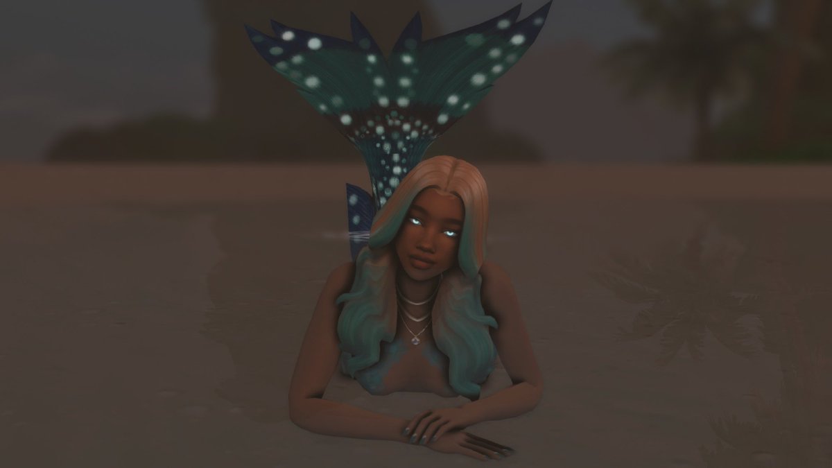 Cocodaintysims's tweet photo. Bubbles the mermaid, mostly spends her nights roaming the oceans of Sulani 🌊🧜🏽‍♀️ https://t.co/Nq1sOvHYwh