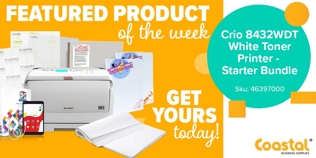 This Crio 8432WDT lets you create beautiful, full-color transfers that can be applied to a wide variety of materials including fabrics, wood, ceramic, canvas, and so much more! ➡️Learn more Crio White Toner technology &amp; all bundles available here: ecs.page.link/oKUfd