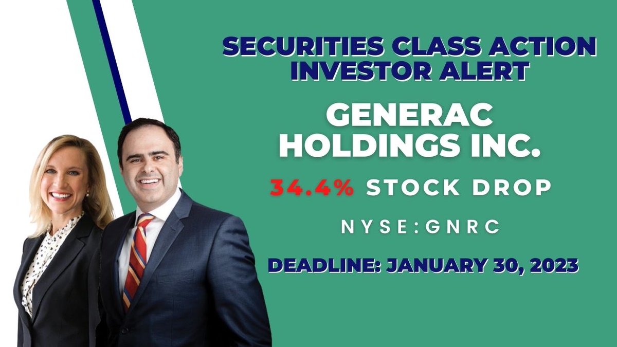 MergerAlerts's tweet image. Generac Holdings Inc Securities Class Action Lawsuit $GNRC

Deadline Next Week January 30, 2023, Learn More 👉 bit.ly/GeneracHolding…

#NASDAQ #NasdaqListed #InvestorAlerts #stocks #stockmarketnews #StocksInNews #NYSE #investing