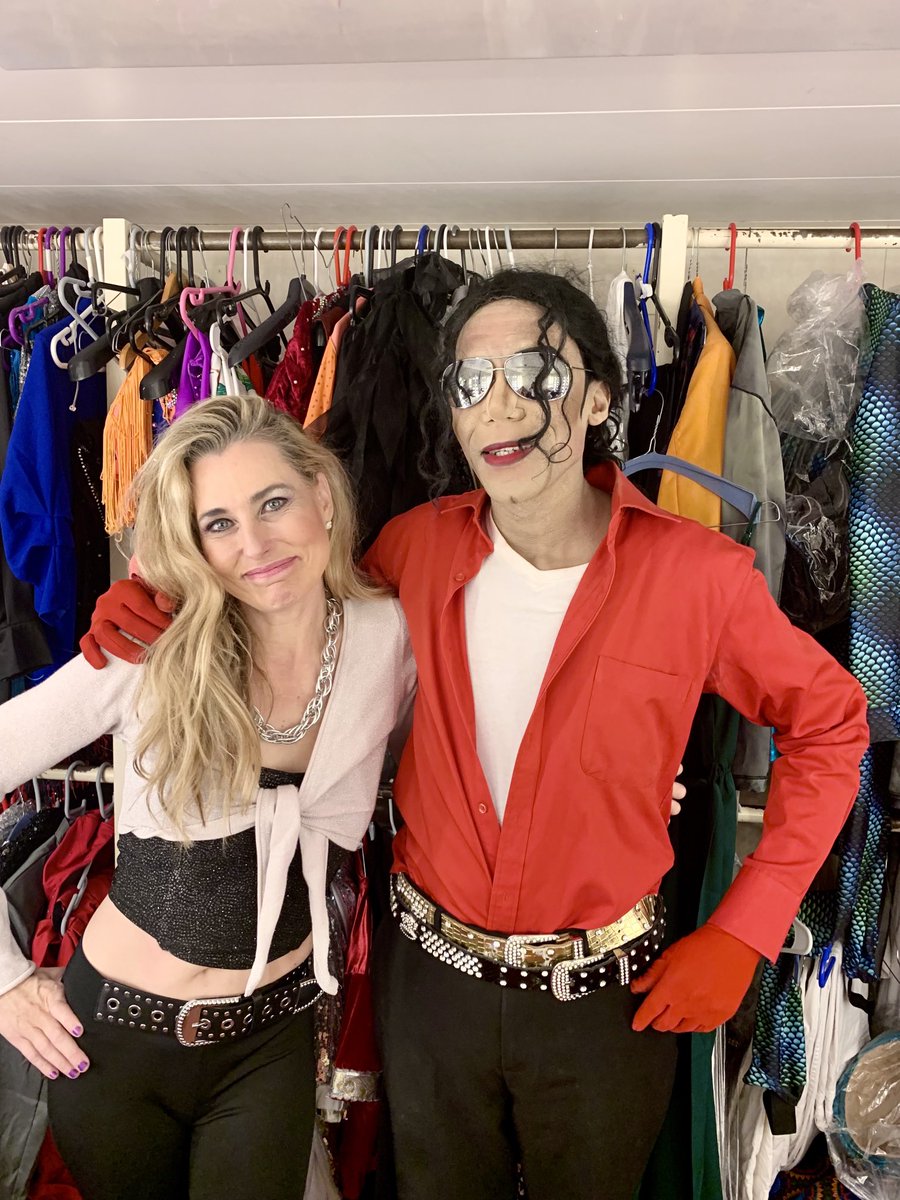 colevandais's tweet photo. Colé and Dantono backstage before our Theatre performance on the MSC Orchestra cruise ship#colevandais #dantino #danielgoodman #michaeljackson #billyjean #blackorwhite #80sshow #eightiesshow #cruiseshipsijger #themesijger #msccruise #nineteescruise #neon #fun #priscillapresley https://t.co/qTThdmmH3p