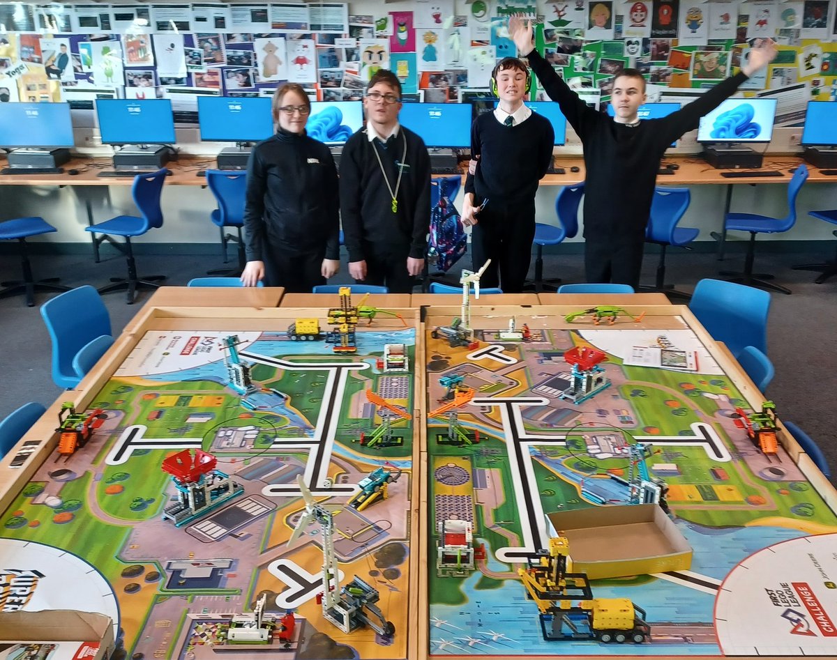 stpaulscomp's tweet photo. S3/4 Computer Science students Blake, Rihanna, Harley and Ethan see all their hard work pay off today as they set up our game boards and models ready for the final run up to the regional competition on Feb 3rd @dundee_angus #DAFLL #SUPERPOWERED @FLLUK ππ€β‘πͺ«ππ¨βοΈ https://t.co/u7qYVZJOQi