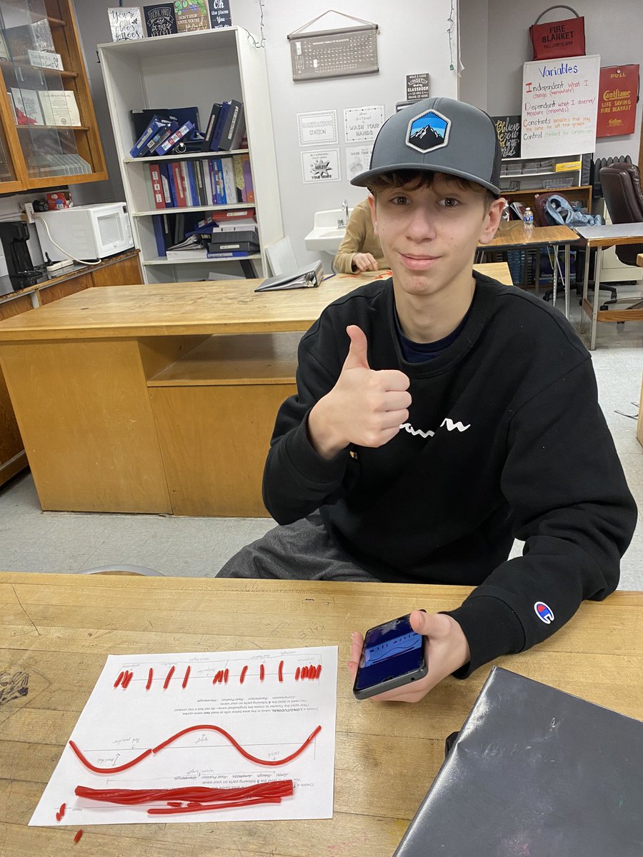 MrsWulfertFHS's tweet photo. Making transverse and longitudinal waves with Twizzlers! 🌊 #theknightway https://t.co/YDtwCO9Mvw