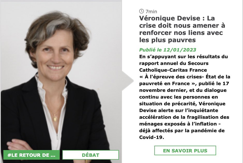 📗#VendrediLecture avec <a href="/VeroniqueDevise/">Véronique DEVISE</a> présidente @caritasfrance 
👉 un appel au #gouvernement et aux #entreprises pour que chacun prenne sa part 
👉 la #fraternité pour donner « confiance en l’avenir » 

Une lecture essentielle en temps de crise ! 
👀 bit.ly/3iEJCYg