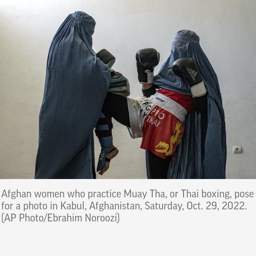 UndertheRopes's tweet photo. Portraits from @AP's 'Afghan Women Athletes Barred From Play, Fear Taliban Threats' by @EbrahimNoroozi1, featuring Muay Thai fighters, MMA fighters and boxers. https://t.co/PYktZJXsbF