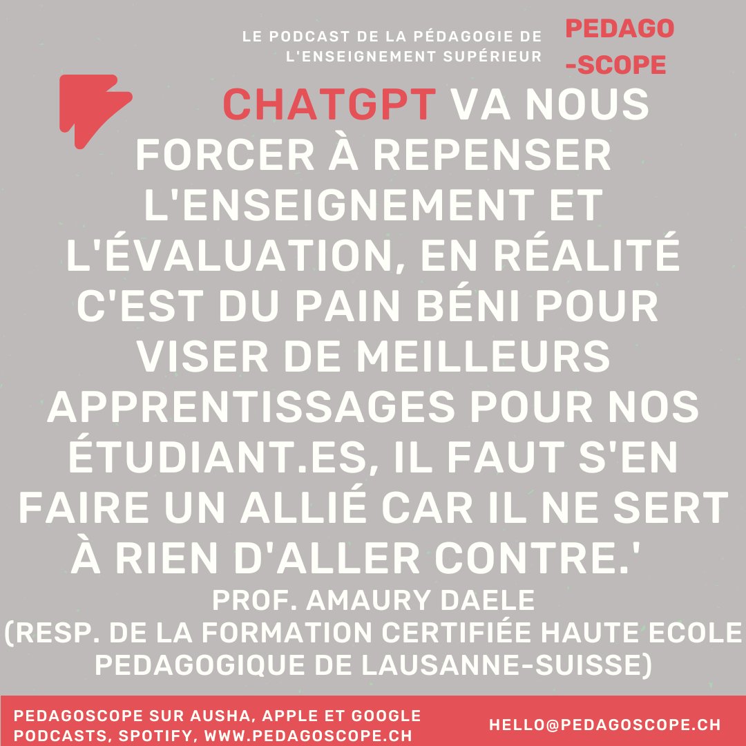 servpeda_helha's tweet photo. ChatGPT &amp; ENSEIGNEMENT | Une opportunité de repenser l'enseignement et l'apprentissage en enseignement supérieur

- repenser les #méthodes évaluations 
- favoriser la #créativité 
- développer l’apprentissage de la #pensée critique

Des exemples ? https://t.co/G5LedYZPyu https://t.co/F54eoN0D71