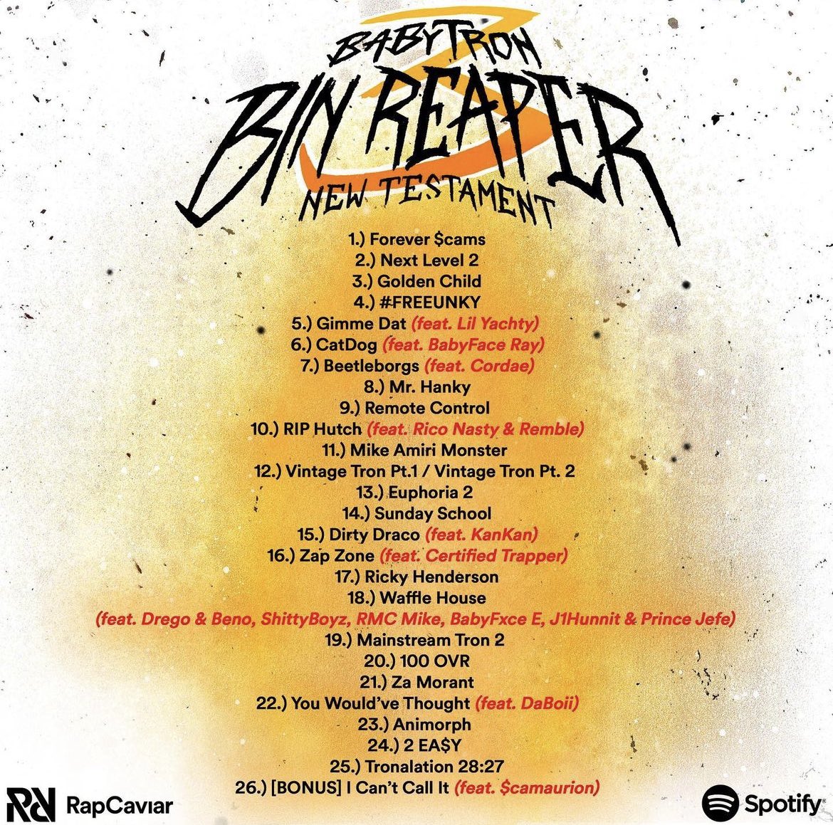 New <a href="/_babytron/">TRON CENA</a> “New Testament” 
Out now on all platforms 
Tracks #14 &amp; #19 produced by me <a href="/dannyg_beats/">Dannygbeats</a> @heybyekyle &amp; @maru48k 🔥🎹