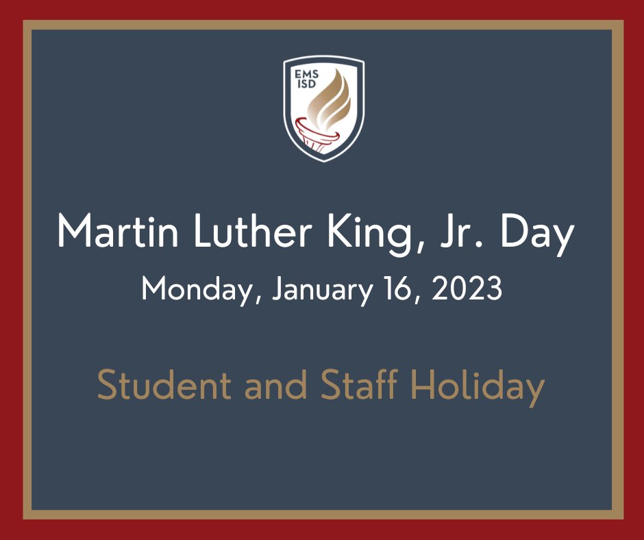 Kind reminder that we will be closed Monday, January 16th in observance of Martin Luther King, Jr. Day. We hope everyone has a safe and restful long weekend. #EMScommUNITY