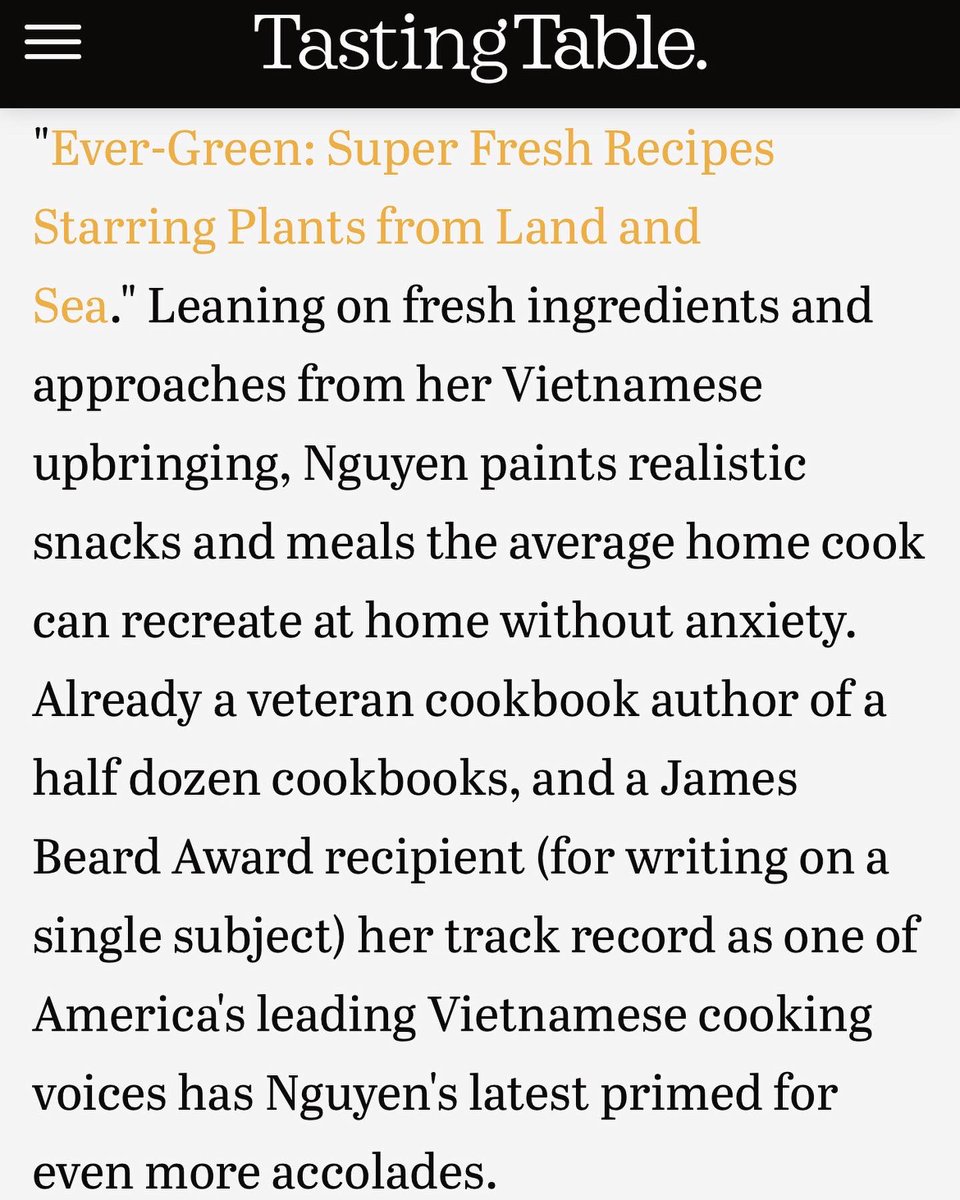 This is my 7th book baby and it’s great to be among the highly anticipated cookbooks of 2023.
TY <a href="/TastingTable/">Tasting Table</a> for your early reaction, and for seeing me as *sly*. 😆😁😄 Pre-order so you get it ASAP. 📕 🌱 

tastingtable.com/1162942/upcomi…