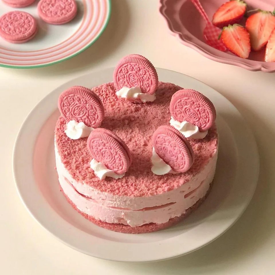 daily_dolce's tweet photo. Strawberry oreo cheesecake https://t.co/be0Ci8dK3c