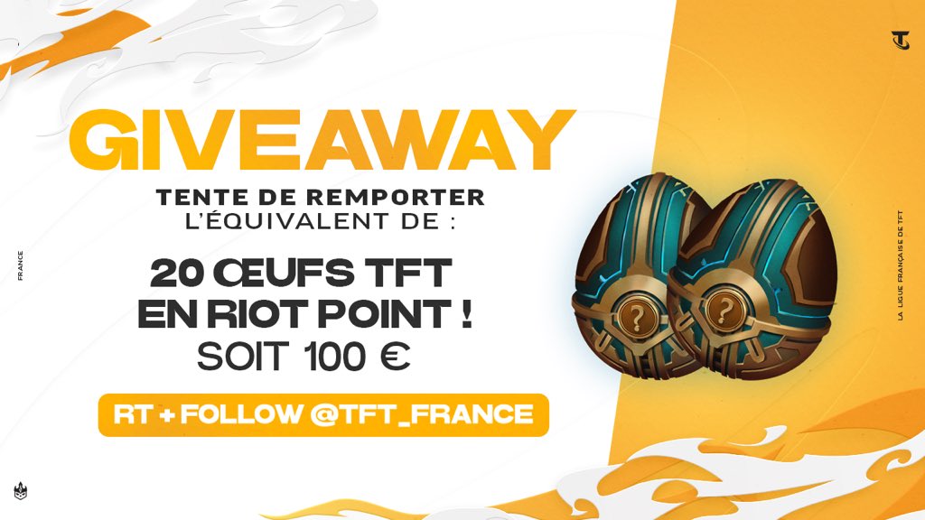 TFT_France's tweet image. Pour la reprise de la #HexLeague, on vous fait gagner l'équivalent de 20 Œufs TFT en RP 🥳

Pour participer : 

RT + Follow notre compte @TFT_France
4 gagnants seront tirés au sort lundi 16 janvier ! 

Rendez-vous demain soir pour la soirée de lancement de la nouvelle saison ! 💥