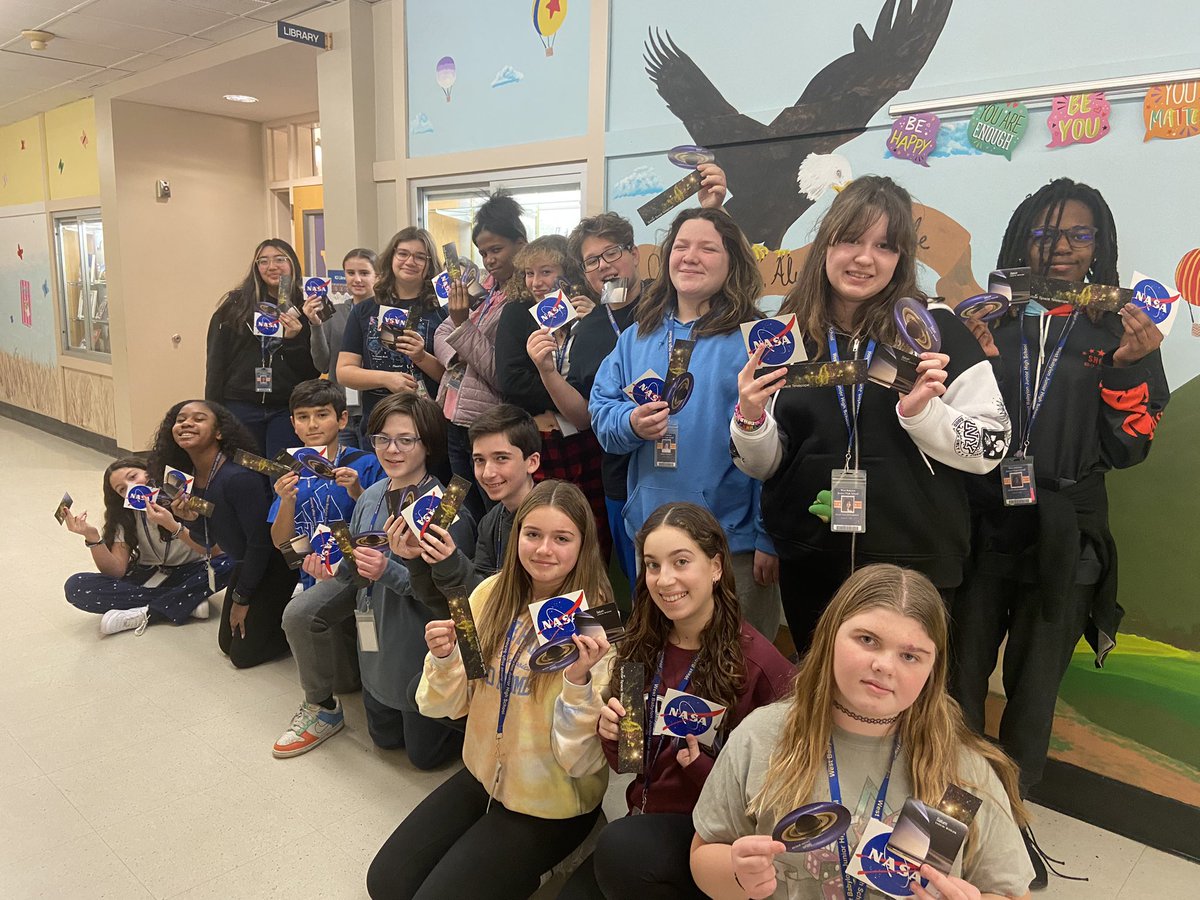MrsStatty's tweet image. The @WestBabylon_JHS Tech Students were so excited to receive their swag from @NASA @NASA_SLS Thanks to the support of @lilrc @WSBOCES_SLS @AstroDaveMD #STEMeducation #careerexploration #techstudents