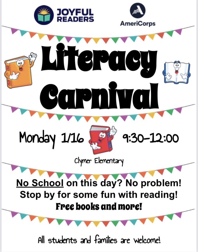 Villagephilly's tweet photo. 📣A #resourcealert for families in North Philly!📣

Our neighbors @mastery_schools are teaming up with @Joyful_Readers 
and @AmeriCorps for a Literacy Carnival as part of #mlkdayofservice. https://t.co/Yho9bJJqaJ
