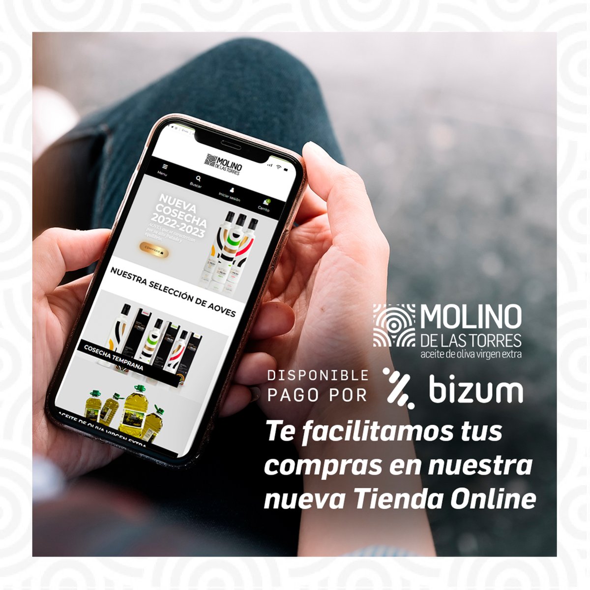 ¡¡Ya tenemos el pago por BIZUM en nuestra tienda online!!
Siempre buscando la mejor opción para nuestros clientes.
🛒 tienda.molinotorres.es

ℹ️ molinotorres@molinotorres.es
☎️ 953 595 182
#molinodelastorres #oliveoil #molino #almazara #pagoporbizum