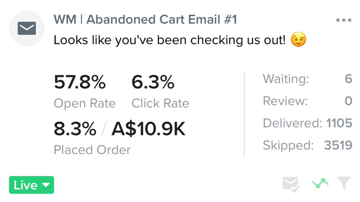 Here's the exact 5-step Abandoned Cart flow that generated $22,796 in December 💸

It's yours for FREE!

RT &amp; comment 'send' and I'll DM it to you.

Must be following!