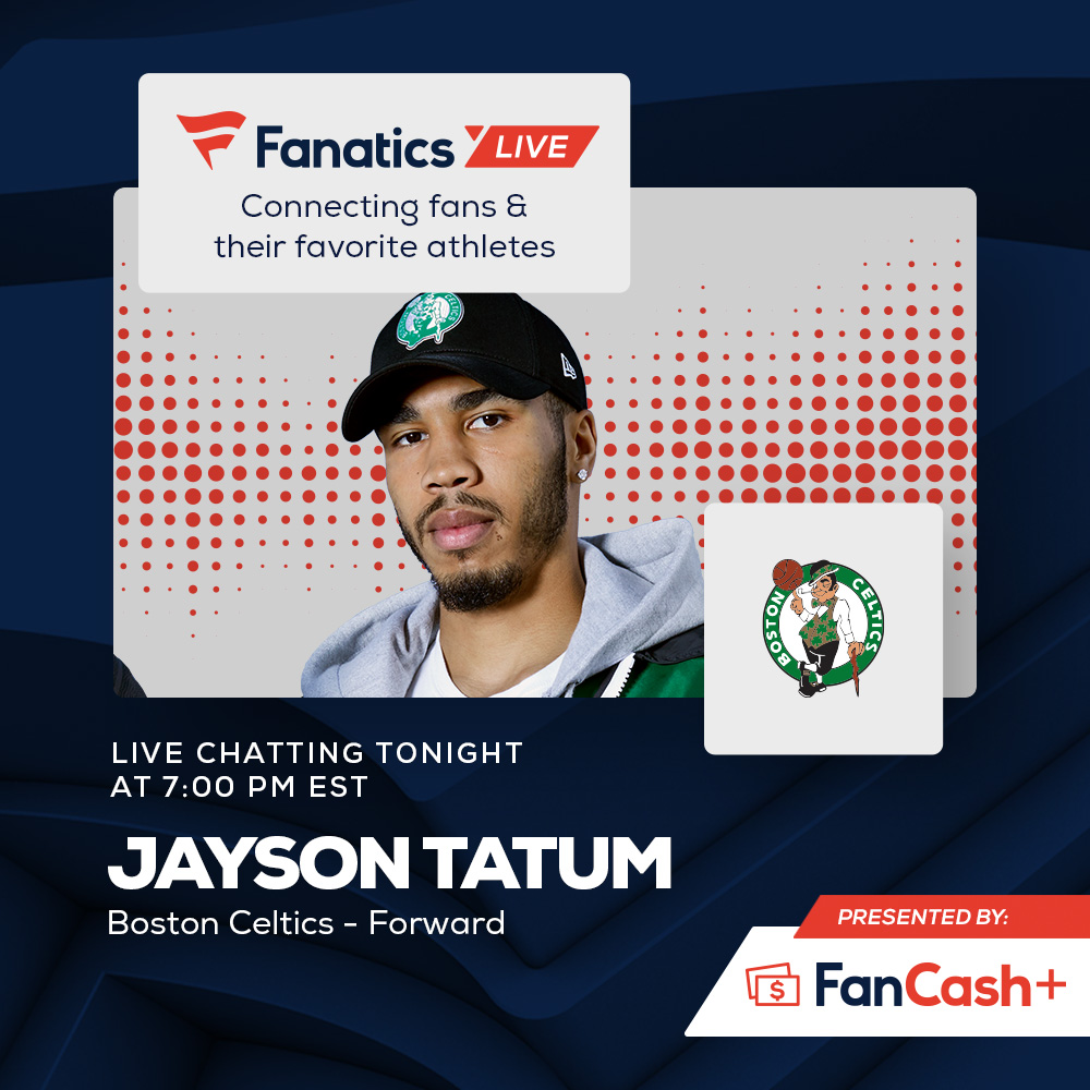 NBA All-Star and #FanaticsExclusive athlete @jaytatum0 will be on #FanaticsLive tonight! The @celtics forward will join us at 7 EST to sign autographs and chat with fans!

 Tune in here ➡ bit.ly/2T6U8tZ