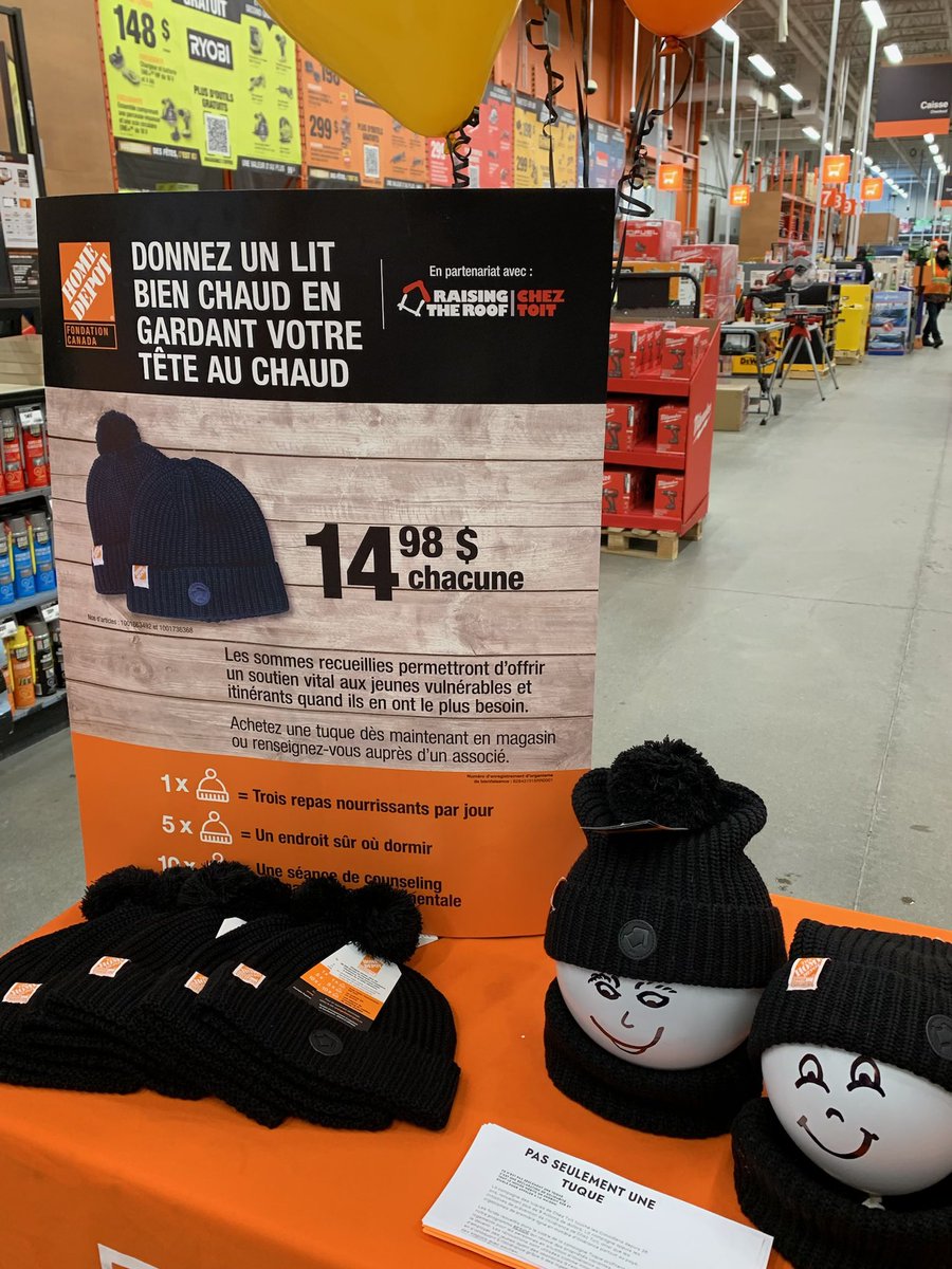 La campagne annuelle des tuques de la Fondation @HomeDepotCanada vise à soutenir des initiatives pour prévenir l’itinérance chez les jeunes. Pour appuyer cette initiative, passez par le Home Dépôt d’ici le 31 janvier pour vous procurer une tuque!