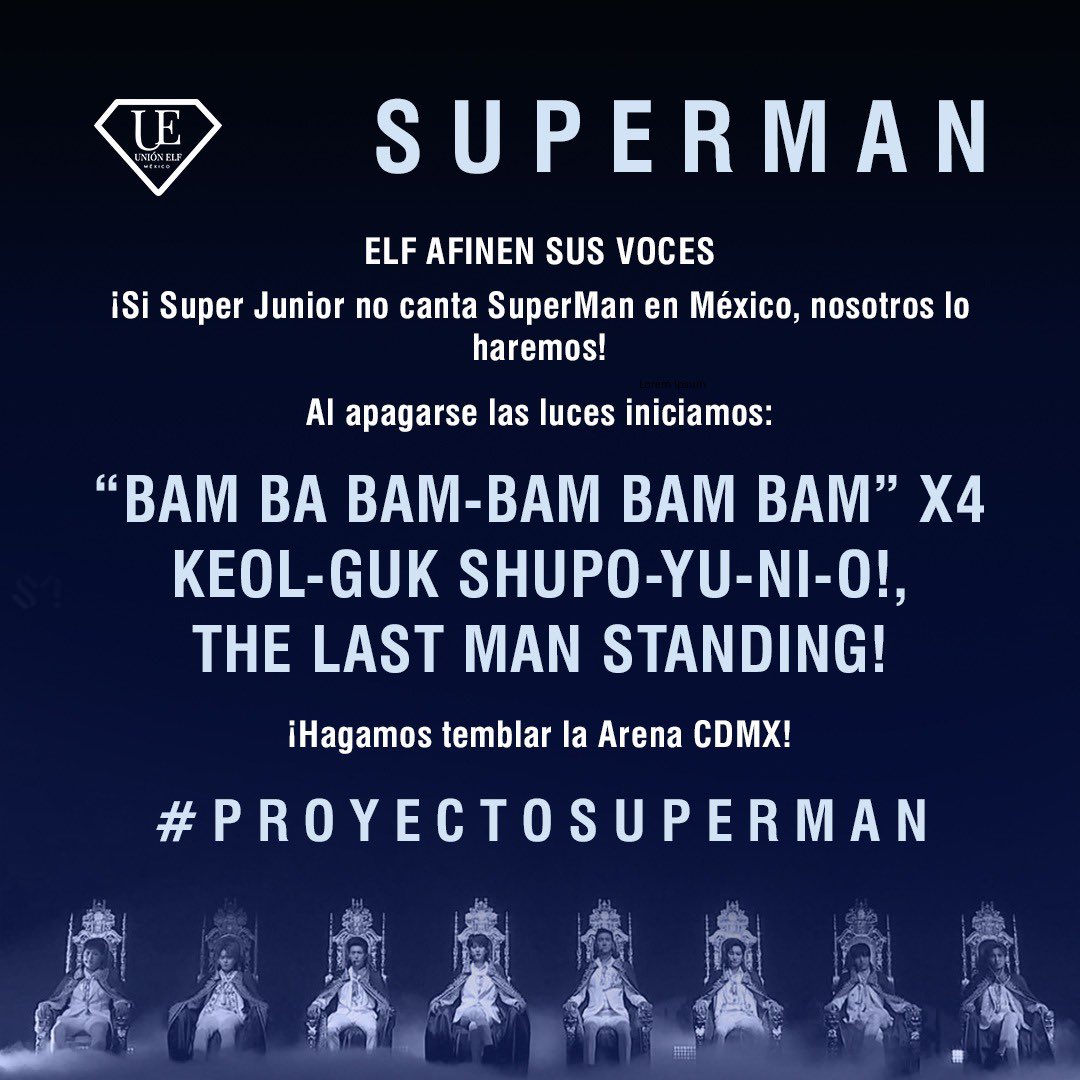 Sujuelflatam's tweet photo. ¡Si #SuperJunior no canta SuperMan en México, nosotros lo haremos!
Recuerden.
Empezamos al apagarse las luces.
#ProyectoSUPERMAN #ProyectosSS9MX
@SJofficial @Musicvibe_mx @dreammakerlive @ArenaCdMexico https://t.co/io6EhxLk43