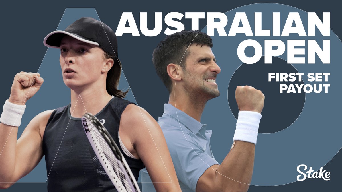 Stake's tweet photo. We've reached Week 2⃣ of the #AusOpen 🎾

If your selection wins the first set of the match in 8 games or fewer (either 6-0, 6-1 or 6-2) but doesn’t go on to win the match, you’ll be paid out as a winner up to $100 anyway! ✅

🔗: https://t.co/oauOSD8zPJ https://t.co/iAzwaPwMio