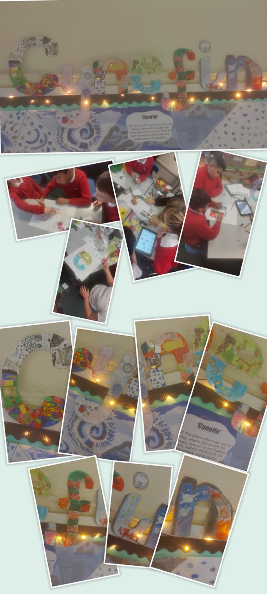 SWPSClass56W's tweet photo. I am blown away with our wonderful lettering, the children thought so carefully about their designs and how they wanted the lettering to represent them and our topic, Cynefin. Ardderchog pawb! #creative #collaborative #cynefin #curriculumforwales @StWoolosPrimary https://t.co/kOxQrPbjfS