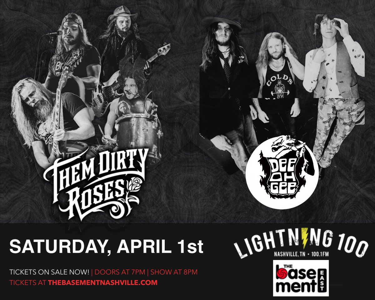 #Nashville you've been asking and we're coming back! We're at @BasementEast for a co-headliner w/ @Dee_Oh_Gee_ on SATURDAY, APRIL 1st! Presented by @lightning100 Get your tickets here while you can, because these will go fast: bit.ly/TDRDOG 🥀 🎫