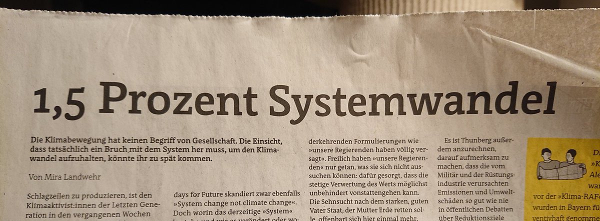 FleischLinke's tweet photo. Haben die Klimaaktivist:innen und -forscher:innen Recht? Gewiss. Nur fehlt ihnen bisher ein Begriff von Gesellschaft. Jetzt in der neuen @Jungle_World https://t.co/CoNrV99M8v