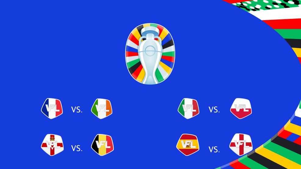 🌍 The VFL Season 54 European Championship - Quarter Final Night! 🌍

🤺 Belgium will attempt to do the impossible vs. favourites Northern Ireland!

🇵🇱 Poland as minnows face a tough Italy side in an exciting clash filled with goals!

😓 Spain v England is the tough one to call!
