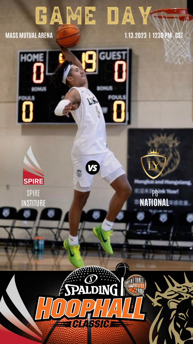 DOUBLE GAME DAY

Academy

🆚 Christ The King
⌚️ 7:30pm CST
📍 Springfield, MO 
🎟️ <a href="/BassProTOfC/">Bass Pro T Of C</a> 
📺 <a href="/ESPNPlus/">ESPN+</a> 

PG National

🆚 Spire 
⌚️ 12:30pm CST
📍 Springfield, MA
📺 <a href="/theCBGLive/">Commonwealth Basketball Group</a>