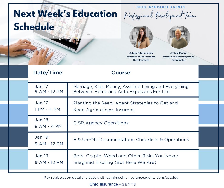 We hope your start to 2023 has been a good one! We've got plenty going on in OIA professional development next week! Check out the upcoming courses below. If you haven't already, be sure to check out our new Learning Portal for all your education needs! bit.ly/3vIKk9Q