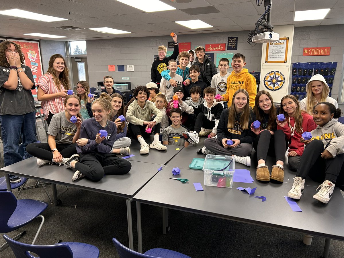 MsReikMath's tweet image. Sad to be saying goodbye to a classmate before a family move, but happy to celebrate him with a (origami) ballon party! A good reminder that relationships are what it’s all about!  💙💛🐝🎈