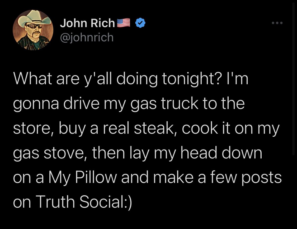 JPHilllllll's tweet photo. Republicans have become the party of weird virtue signaling. Like “I like gas and eat meat” okay nobody cares https://t.co/ptNVjzHfho