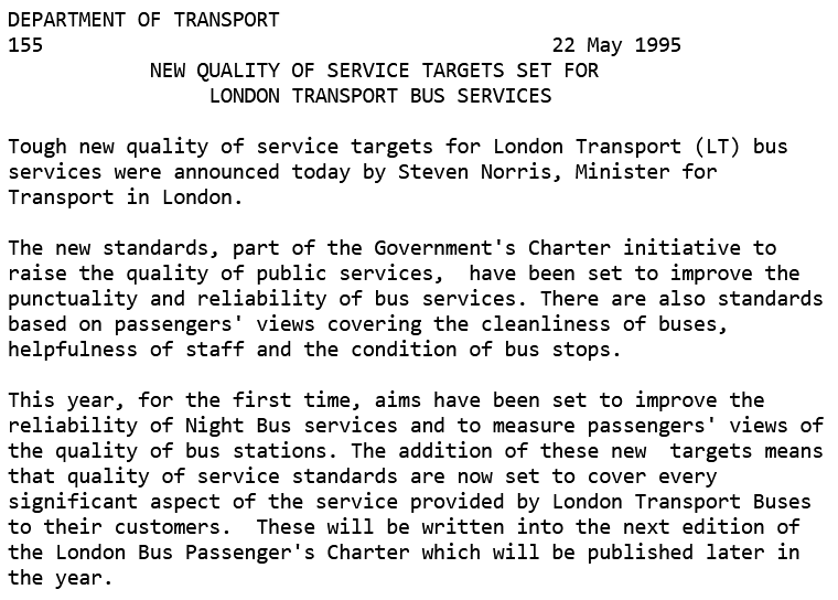 CLondoner92's tweet photo. #Throwback #Year1995
UK Department of Transport press release:
New Quality Of Service Targets Set For #London Transport Bus Services https://t.co/6grchp5a8K