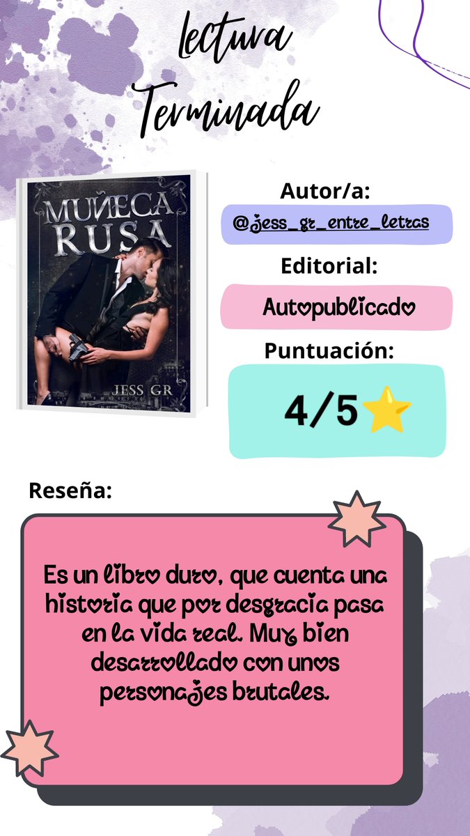 hormiii_7's tweet photo. #MuñecaRusa de #JessGR
💫 Puntuación: 4/5 ⭐ https://t.co/Sm9u37V61Q