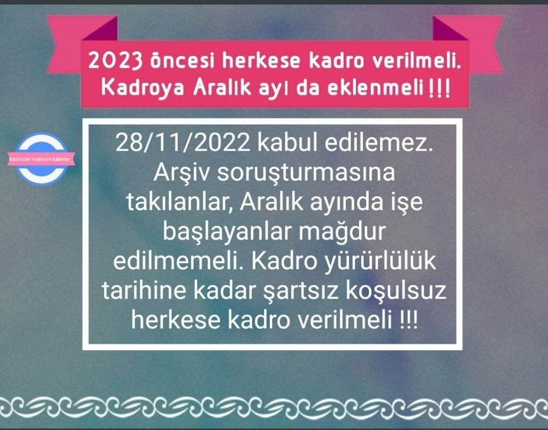 07Tahsin07's tweet photo. Kaç kere söylendi 31/12/2022 diye şimdi kalkıp da 28 Kasım denemez!
Biz 31/12/2022 baz alınsın istiyoruz!

31/12/2022 istiyoruz!
SESİMİZİ DUYUN!
@mustafaelitas @herkesicinCHP @vekilince @MemleketimParti @RTErdogan 
 #sözleşmeliyekadro
#28KasımHayır 
#28KasımMağduriyeti https://t.co/5xQz7QgkhP
