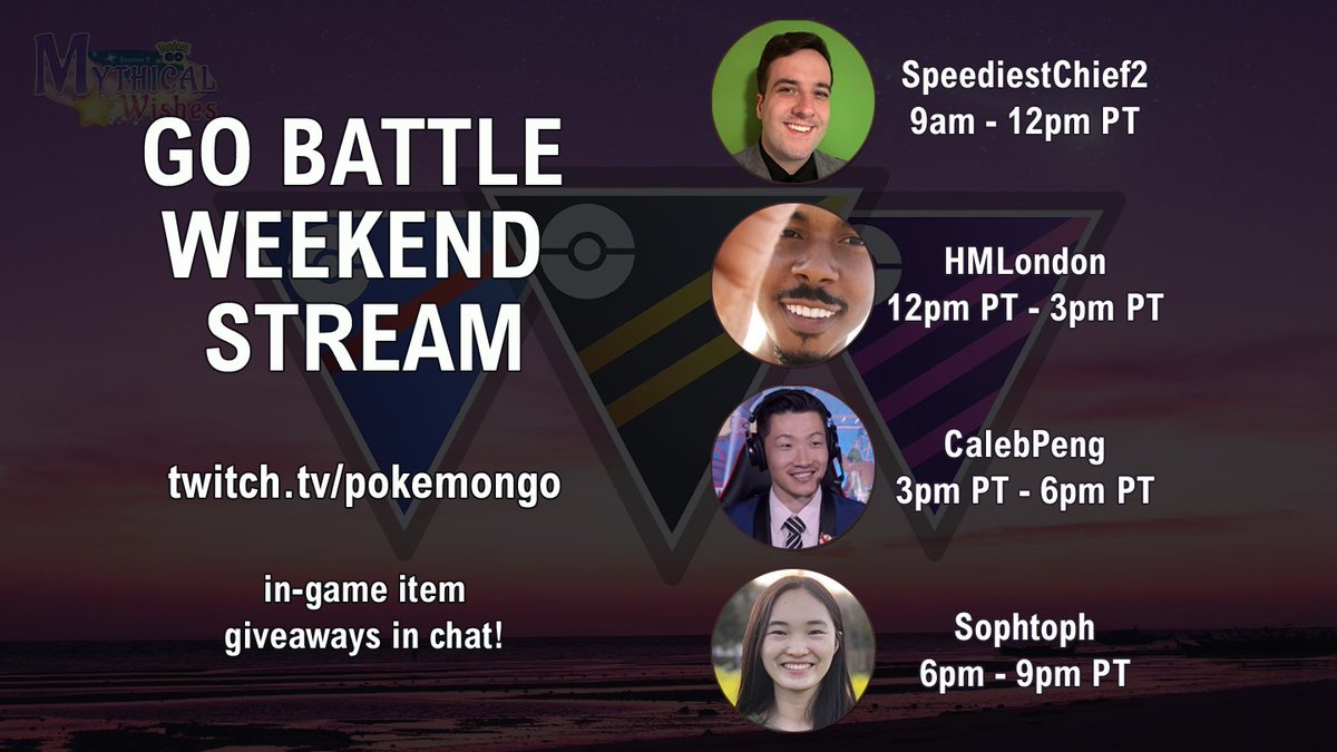 I’ll be live for #GOBattle Weekend on the official Pokémon GO channel (twitch.tv/PokemonGO) this Saturday from 6-9pm PT! Come hang out with me while I play some GO Battle League. Some lucky viewers might receive codes for in-game items 😄