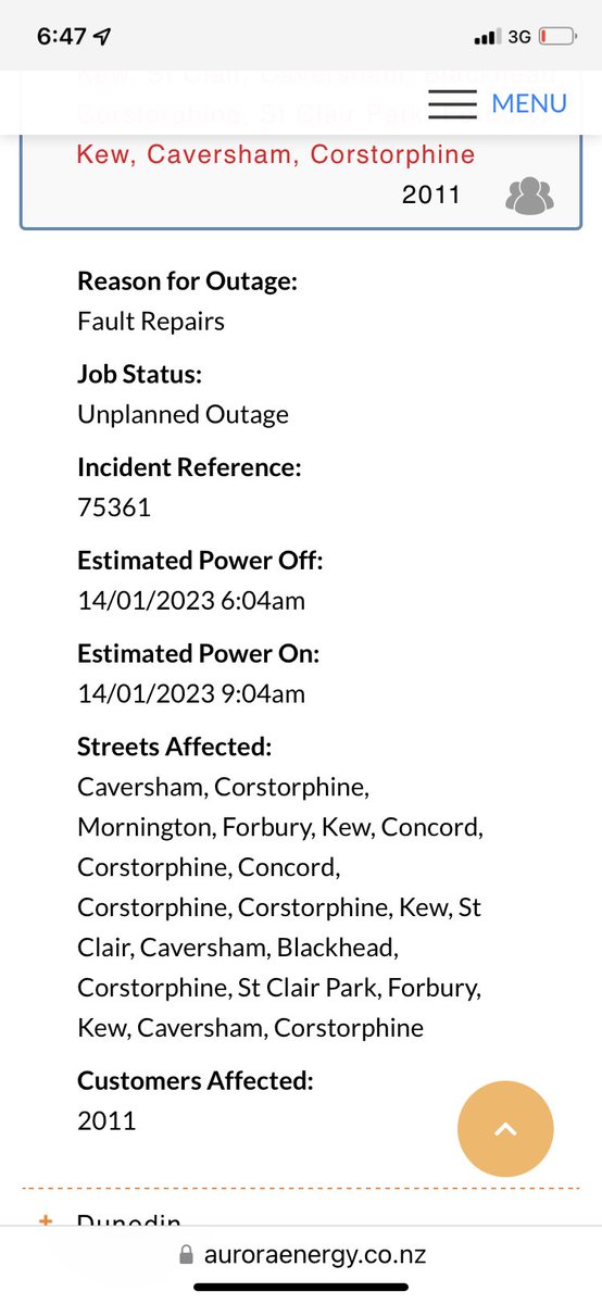 SallyBoult's tweet photo. Significant power outage in Dunedin South this morning #dunedinNZ https://t.co/h0kCUbLtMd