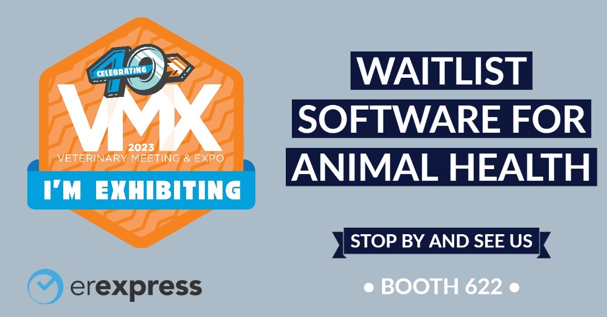 ERExpress2's tweet image. Stop by booth 622 at the VMX Conference starting January 15th for all your waitlist software needs. We look forward to seeing you there! #VMX #animalhealth #waitlistsoftware