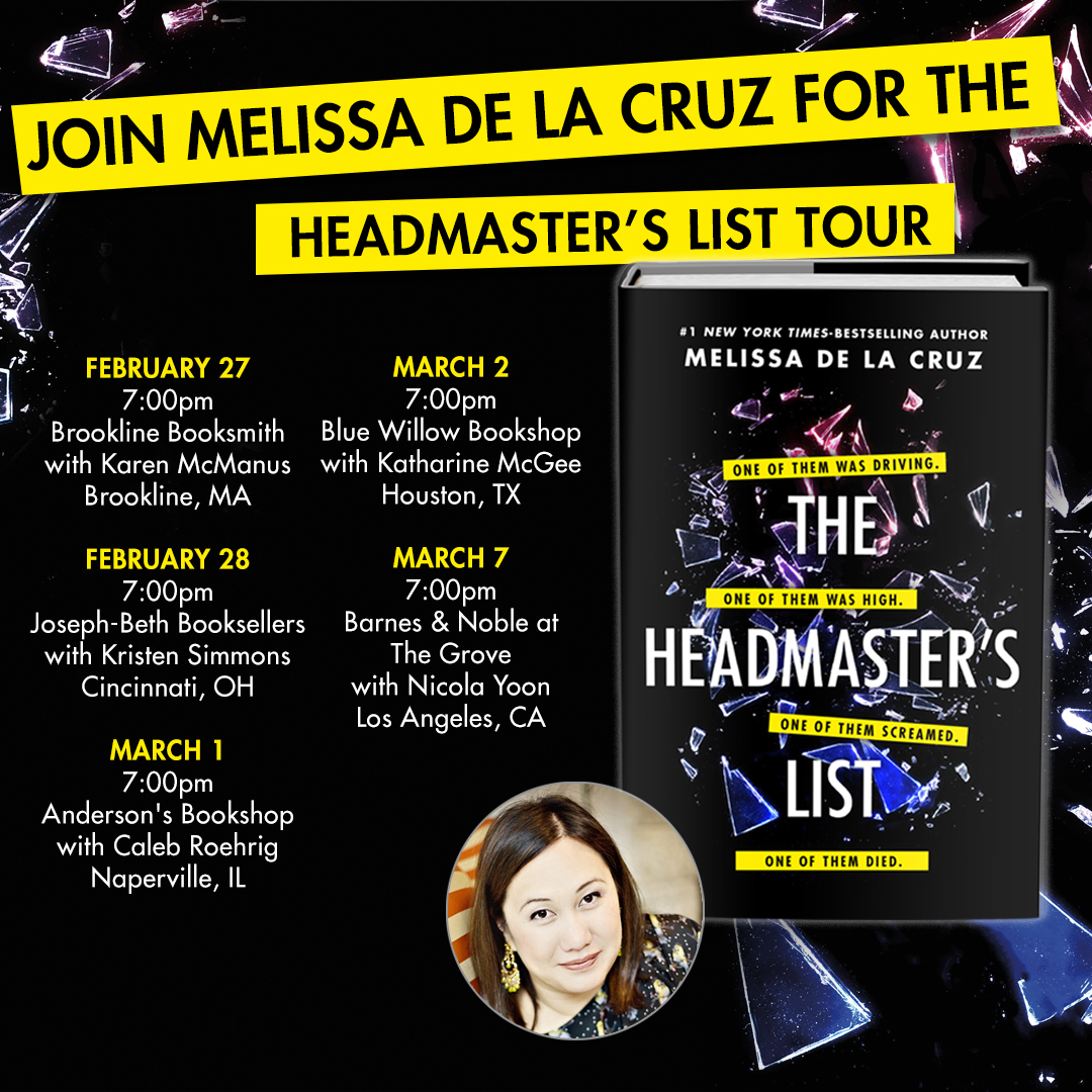 So excited to announce the dates for THE HEADMASTER'S LIST tour!!! Come see me!!!! linktr.ee/headmasterslis… @FierceReads