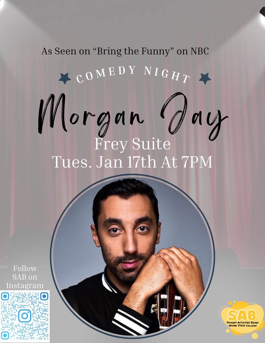 WSCSAB's tweet photo. Are you ready to laugh your butt off? Join us on Tuesday Jan. 17th in Frey Suite for Comedian: Morgan Jay! https://t.co/j86Oq4hFfP