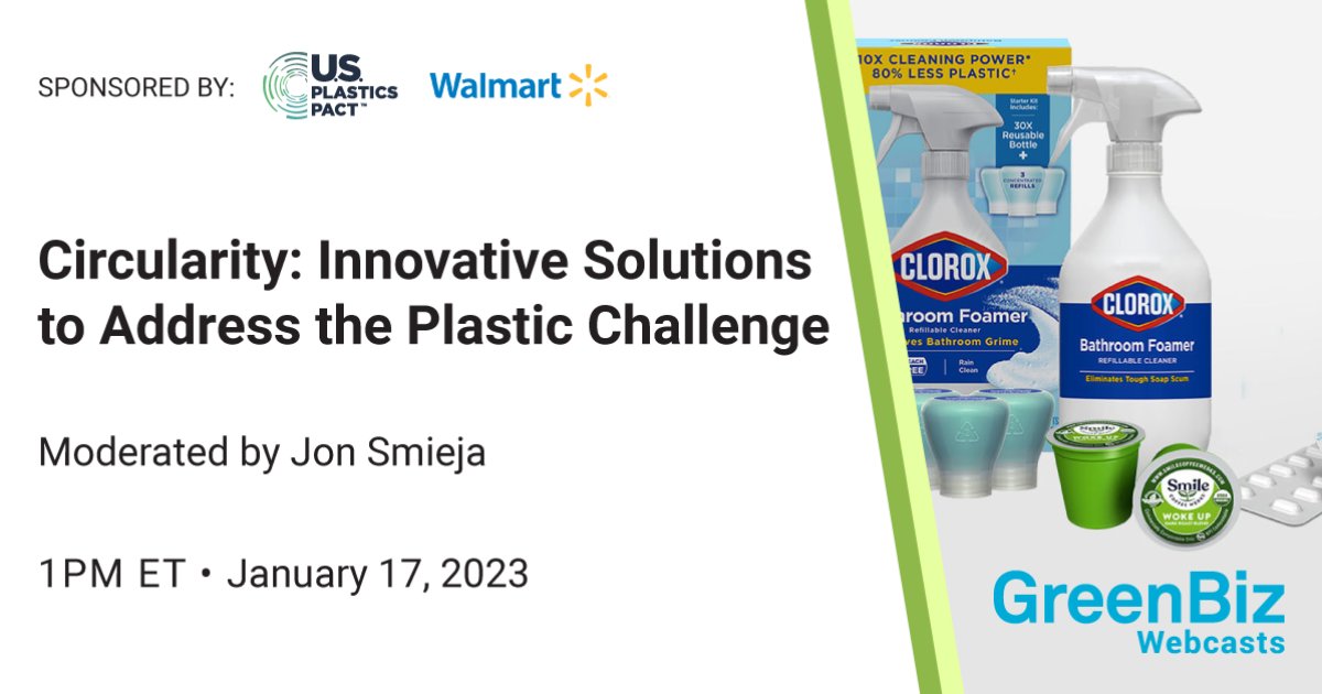 At #VERGE22, the U.S. Plastics Pact & @Walmart  shared the winners of the first #SustainablePackaging Innovation Award. Join our free webcast on 1/17 at 1PM ET to hear @Greenbiz’s @jonsmieja chat with leaders from the U.S. Pact, Walmart & the 4 winners: buff.ly/3HT8eqb