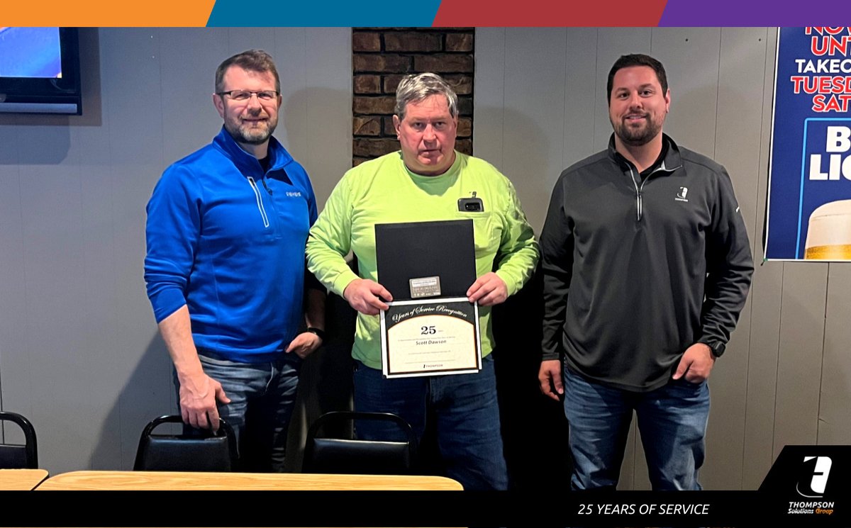 ThompsonKnows's tweet photo. Thank You, Scott, for your dedication to Thompson, and congratulations on your 25th Anniversary.  

#ThompsonKnows #TeamThompson https://t.co/t0tyNh1oLp