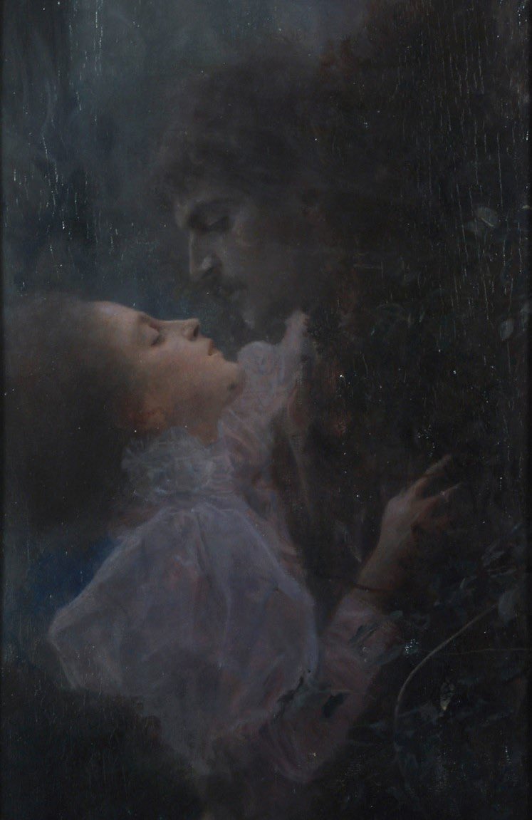 AcademiaAesthe1's tweet image. Love, 1895, by Gustav Klimt